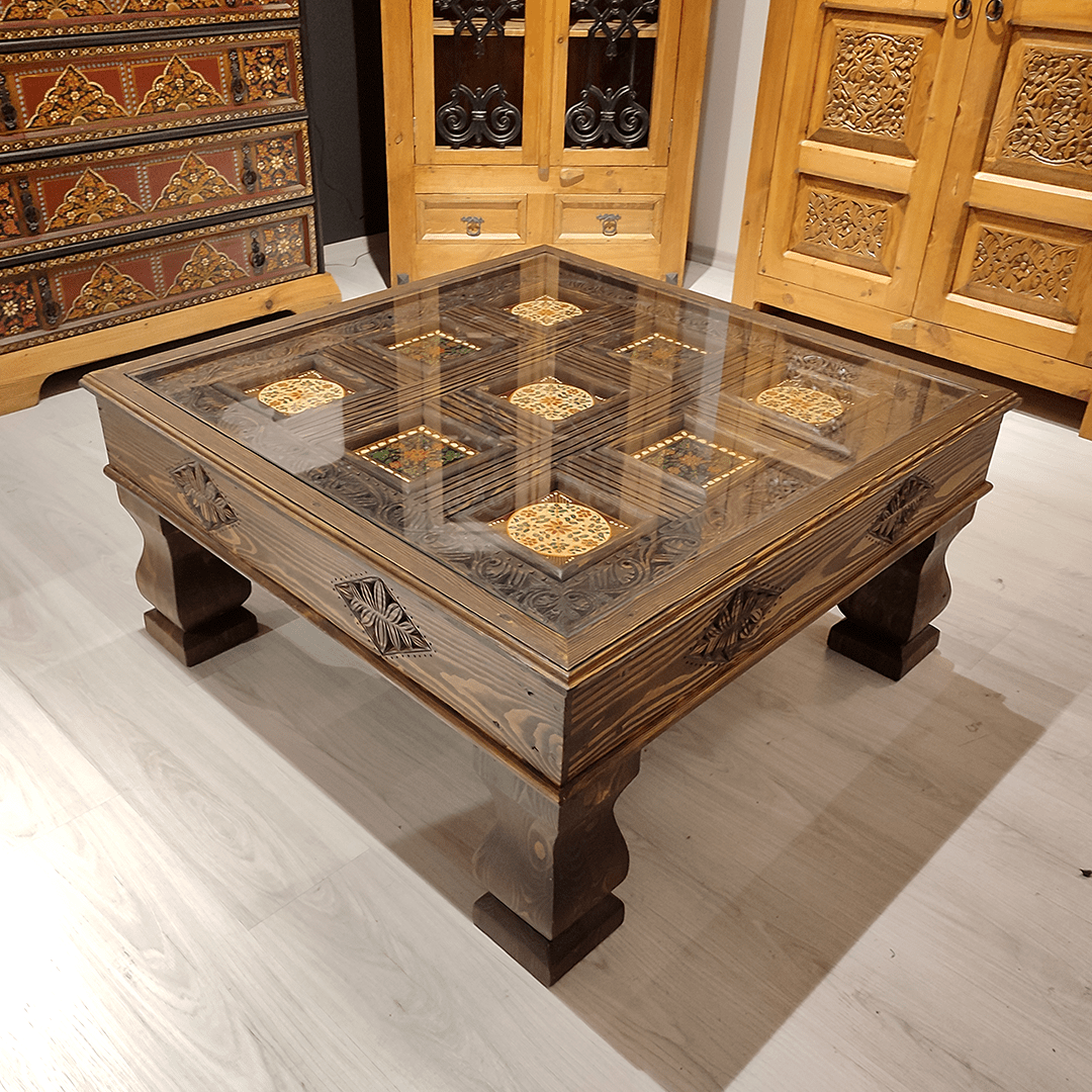 ETNİK MODEL EL OYMA ORTA SEHPA M1334 - Görsel 4