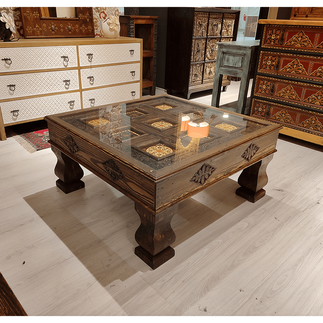 ETNİK MODEL EL OYMA ORTA SEHPA M1334 - Görsel 2