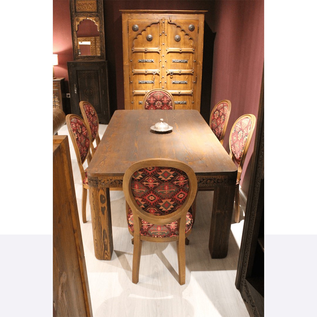 ETNİK MODEL EL OYMA YEMEK MASASI M429 - Görsel 6