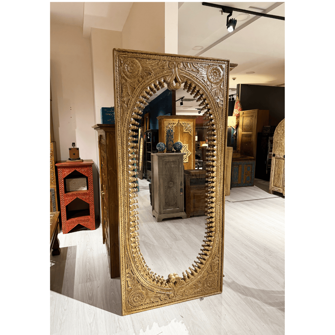 ETNİK MODEL EL OYMA MANO AĞAÇ BOY AYNASI H0081-1