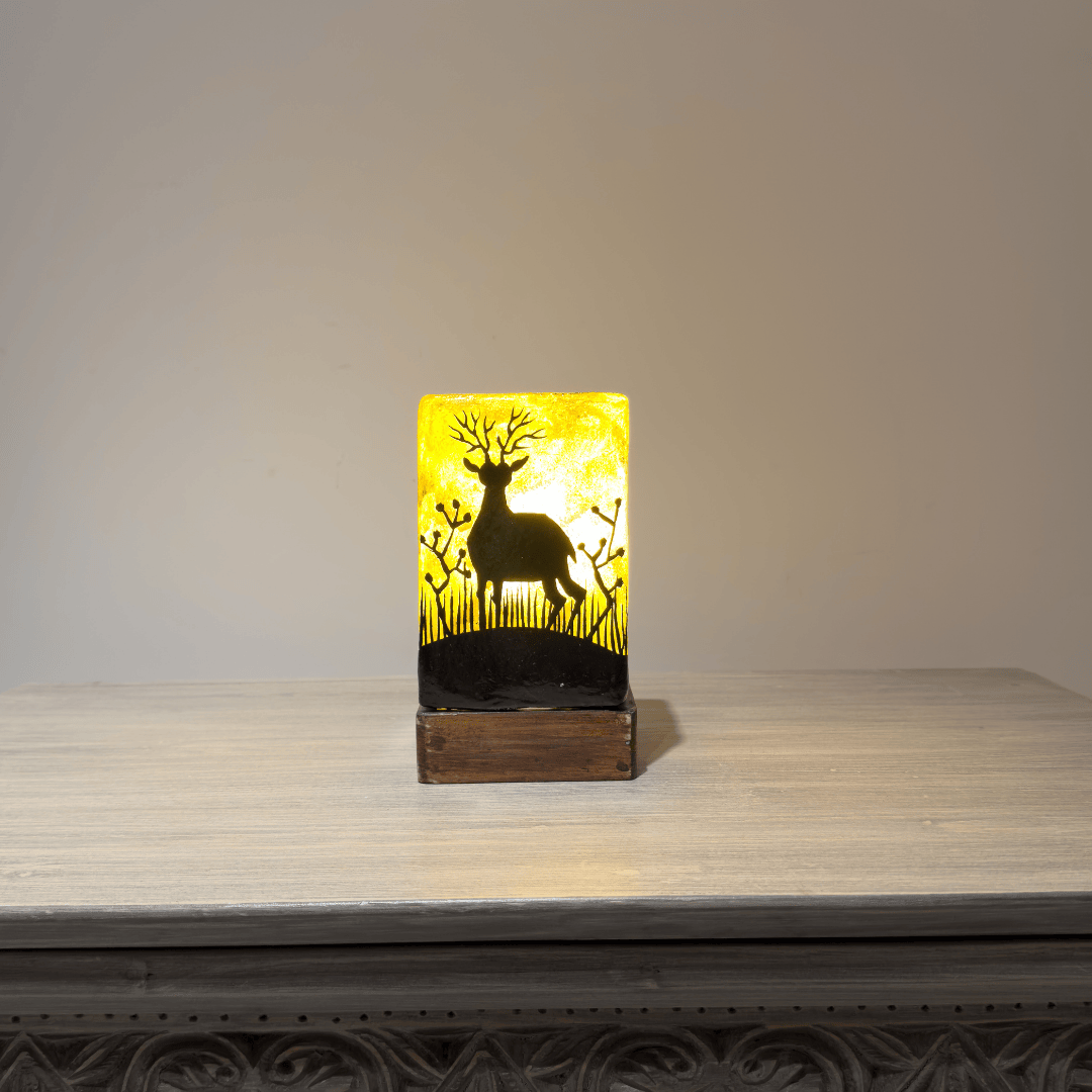 ETNİK MODEL EL BOYAMA DERİ ABAJUR PK0002