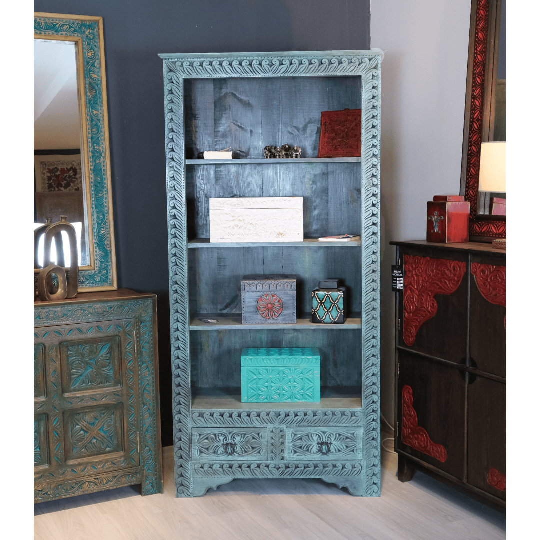 ETNİK MODEL EL OYMA ESKİTME KİTAPLIK M455