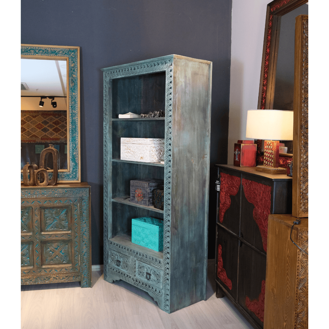 ETNİK MODEL EL OYMA ESKİTME KİTAPLIK M455 - Görsel 3