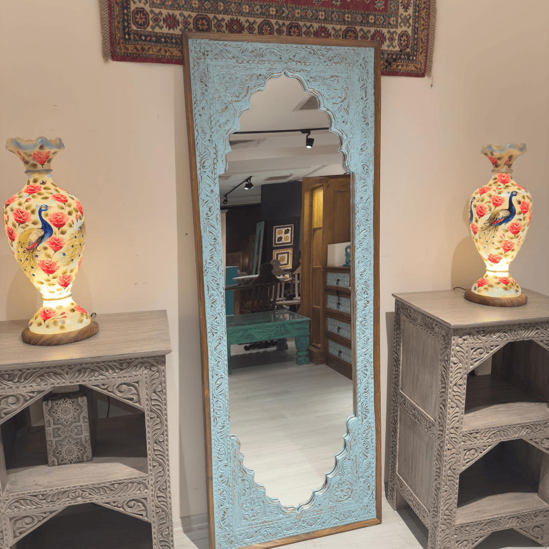 ETNİK MODEL EL OYMASI YÜKSEK BOY AYNA SKT532-1 - Görsel 5