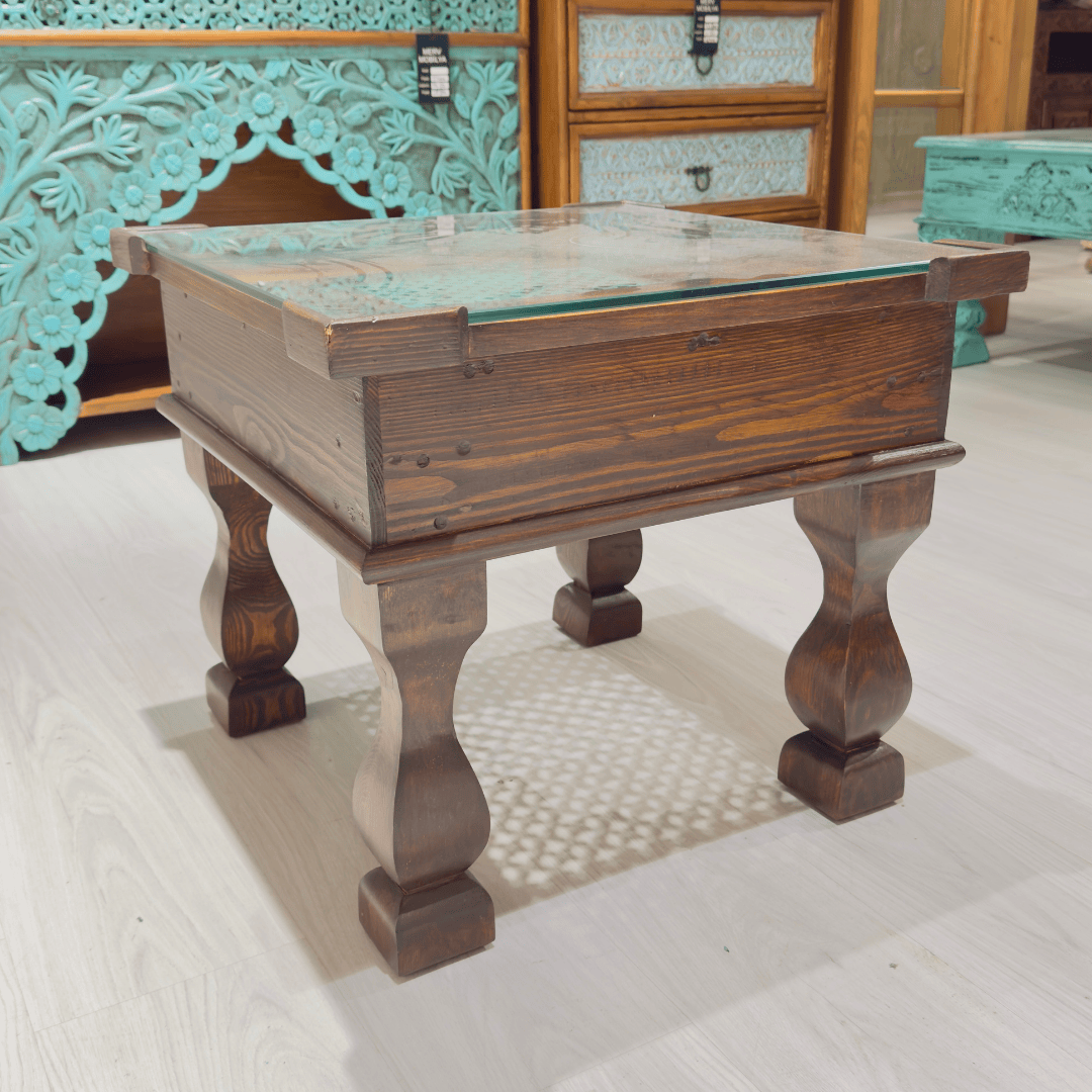 ETNİK MODEL AHŞAP ESKİTME YAN SEHPA SKT904 - Görsel 3