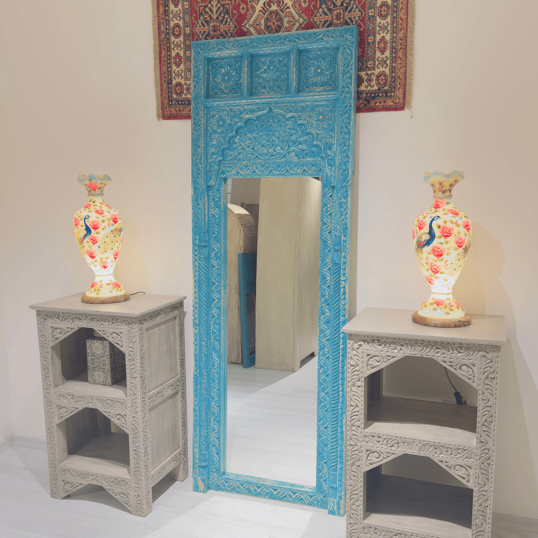 ETNİK MODEL EL OYMA YÜKSEK BOY AYNA M1054 - Görsel 2