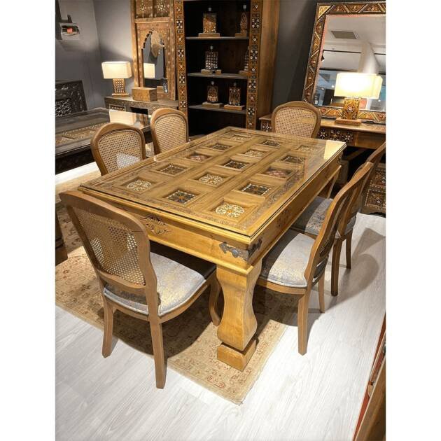 MUGHULAY ETNİK MODEL EL BOYAMA YEMEK MASASI M824