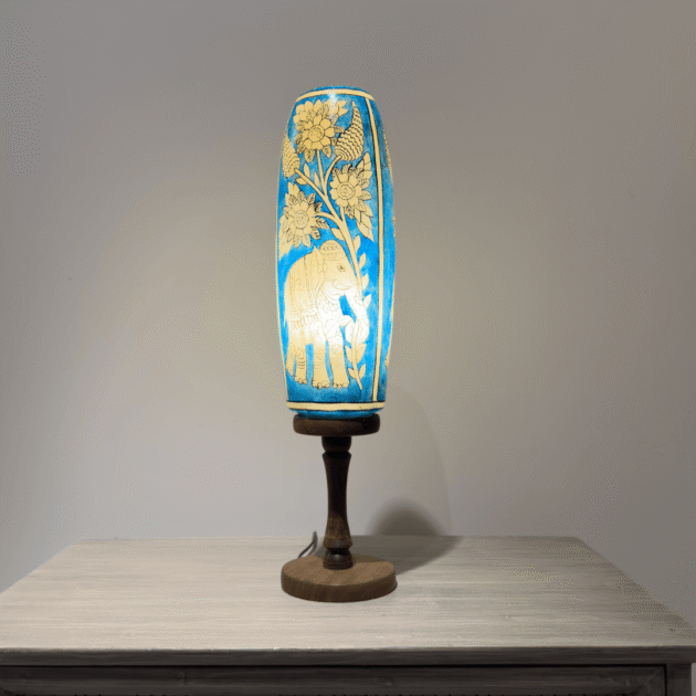 ETNİK MODEL EL BOYAMA DERİ ABAJUR PK0001