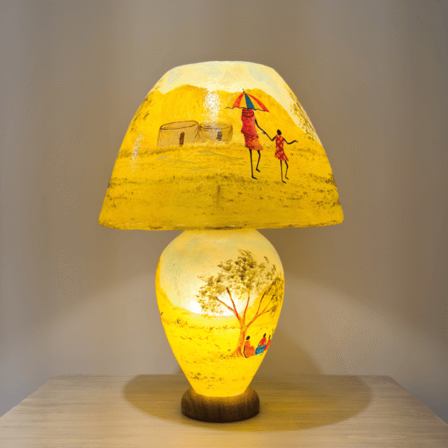 ETNİK MODEL EL BOYAMA DERİ ABAJUR PK0004