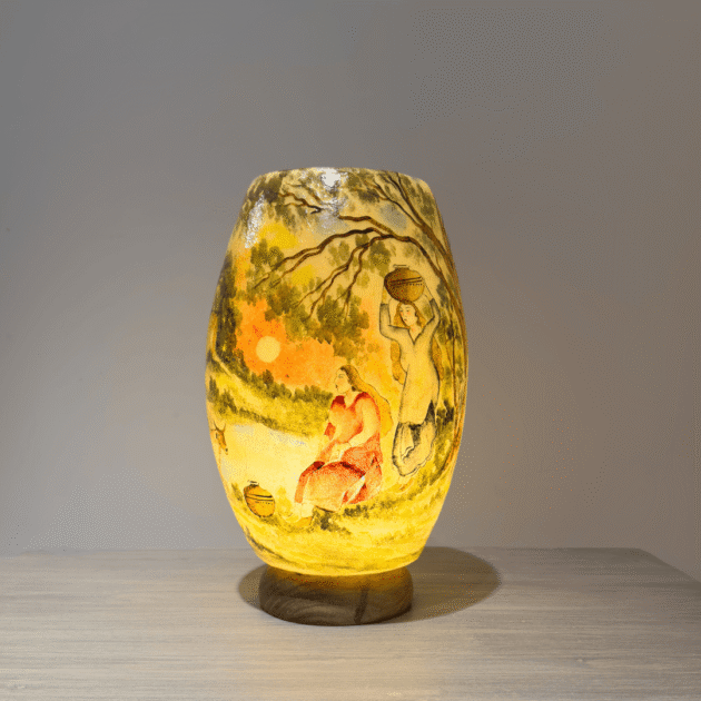 ETNİK MODEL EL BOYAMA DERİ ABAJUR PK0001-2