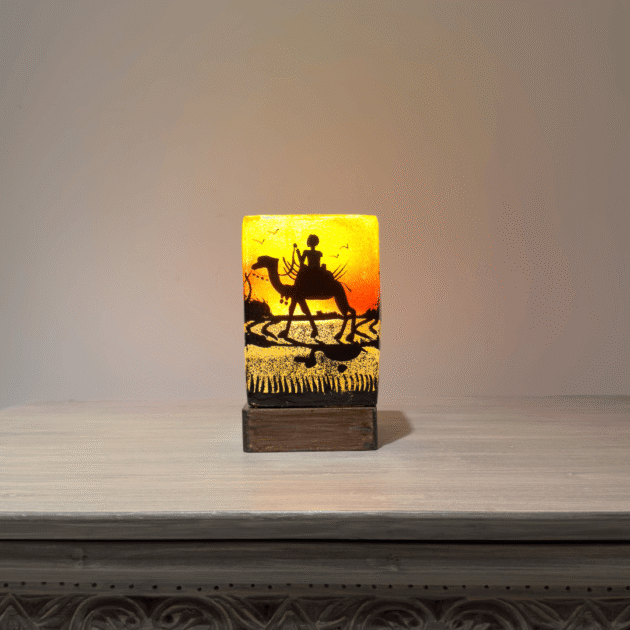 ETNİK MODEL EL BOYAMA DERİ ABAJUR PK0002-1