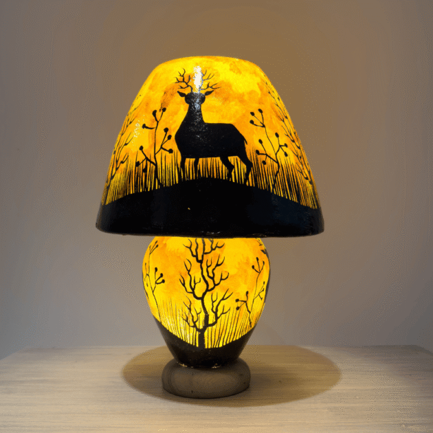 ETNİK MODEL EL BOYAMA DERİ ABAJUR PK0006