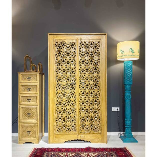 ETNİK MODEL MANGO AĞACI EL OYMA DOLAP H0002