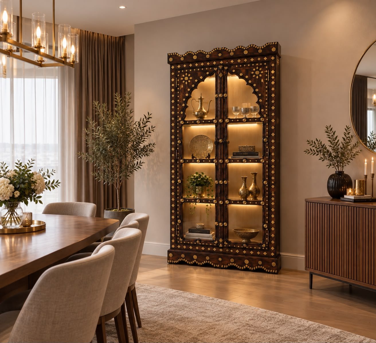 ETNİK MODEL PİRİNÇ SÜSLEME VİTRİN M1231 - Görsel 3