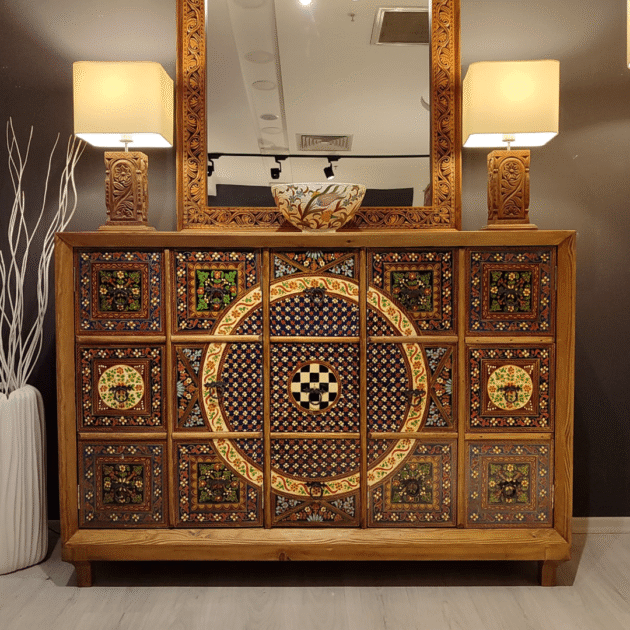 ETNİK MODEL EL BOYAMA AHŞAP KONSOL M751