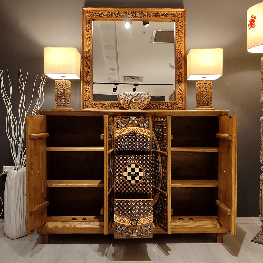 ETNİK MODEL EL BOYAMA AHŞAP KONSOL M751 - Görsel 2