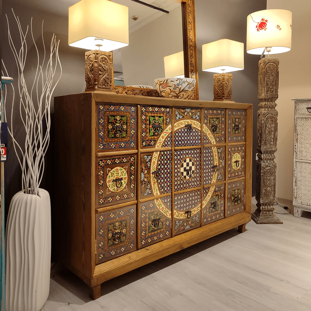 ETNİK MODEL EL BOYAMA AHŞAP KONSOL M751 - Görsel 4