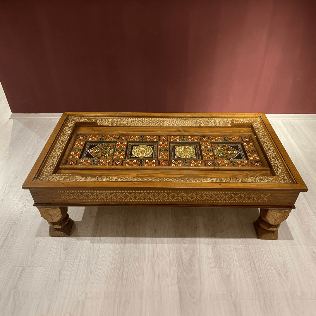 ETNİK MODEL EL BOYAMA VE OYMA ORTA SEHPA M1003 - Görsel 4