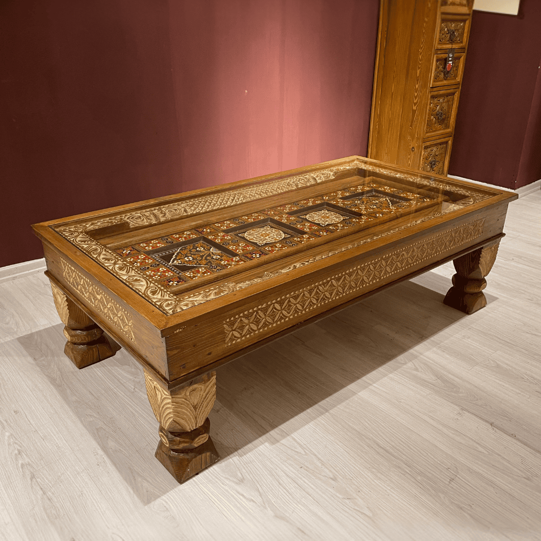 ETNİK MODEL EL BOYAMA VE OYMA ORTA SEHPA M1003 - Görsel 6