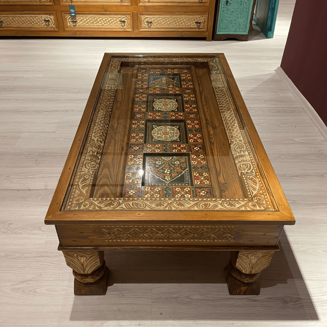 ETNİK MODEL EL BOYAMA VE OYMA ORTA SEHPA M1003 - Görsel 8