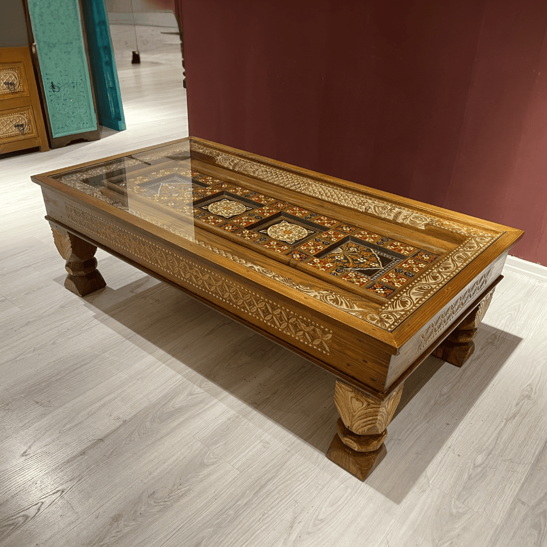 ETNİK MODEL EL BOYAMA VE OYMA ORTA SEHPA M1003 - Görsel 2