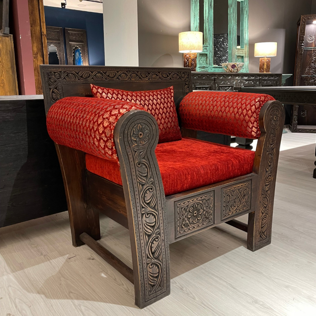 ETNİK MODEL EL OYMA TEKLİ KOLTUK M1245 - Görsel 3