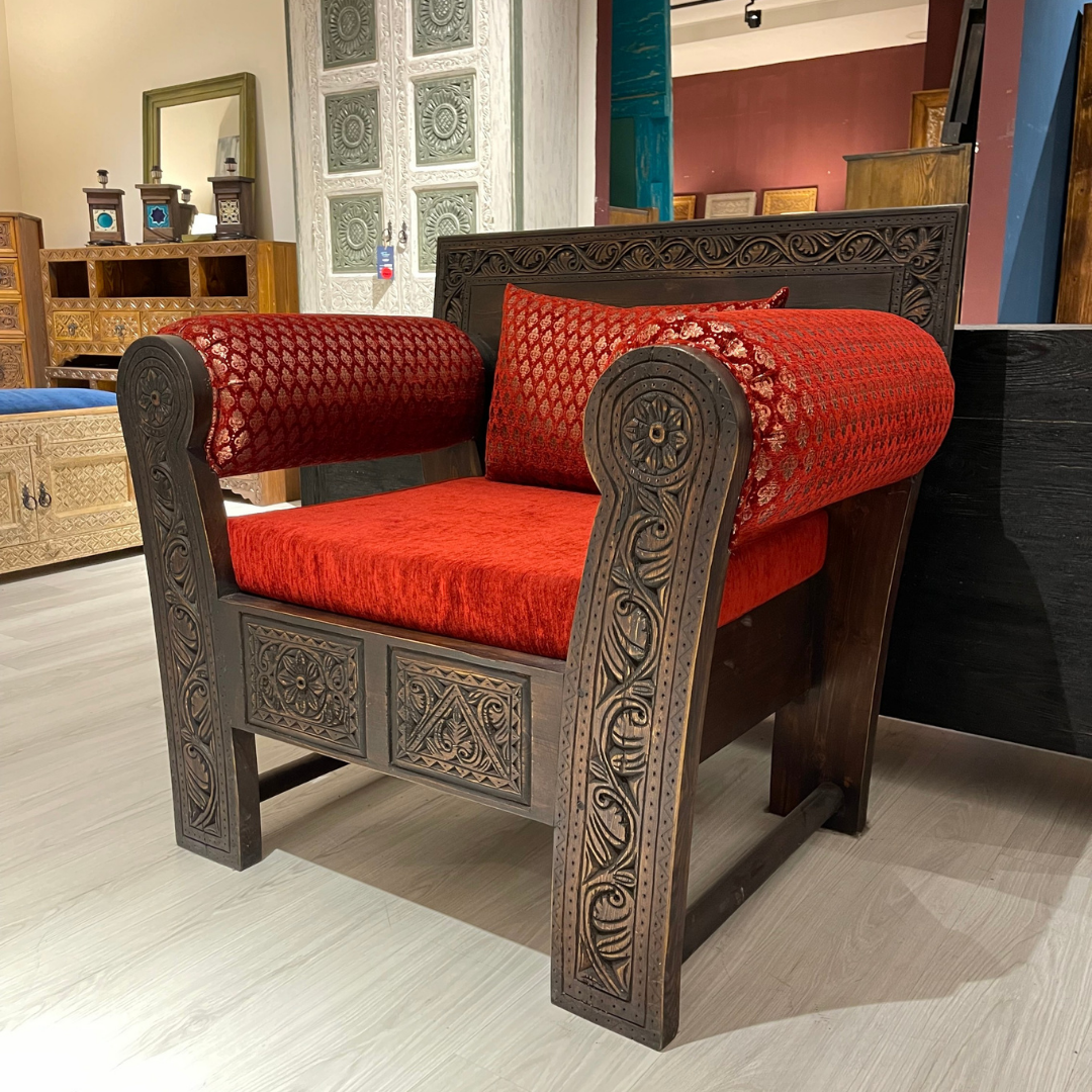 ETNİK MODEL EL OYMA TEKLİ KOLTUK M1245 - Görsel 5