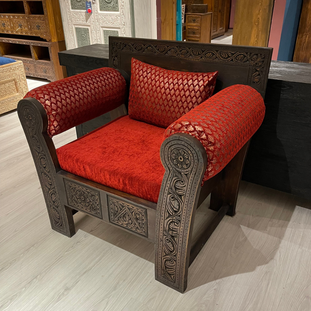 ETNİK MODEL EL OYMA TEKLİ KOLTUK M1245 - Görsel 6