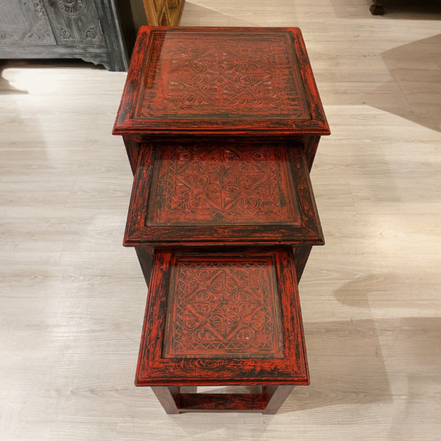 ETNİK MODEL EL OYMA 3'LÜ ZİGON SEHPA M1297