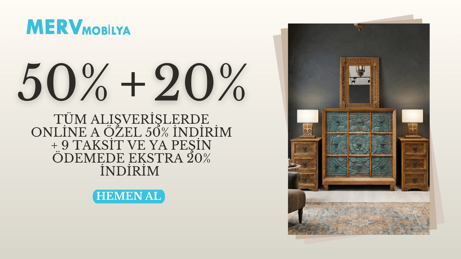Merv Mobilya etnik ve masif ahşap mobilya banner